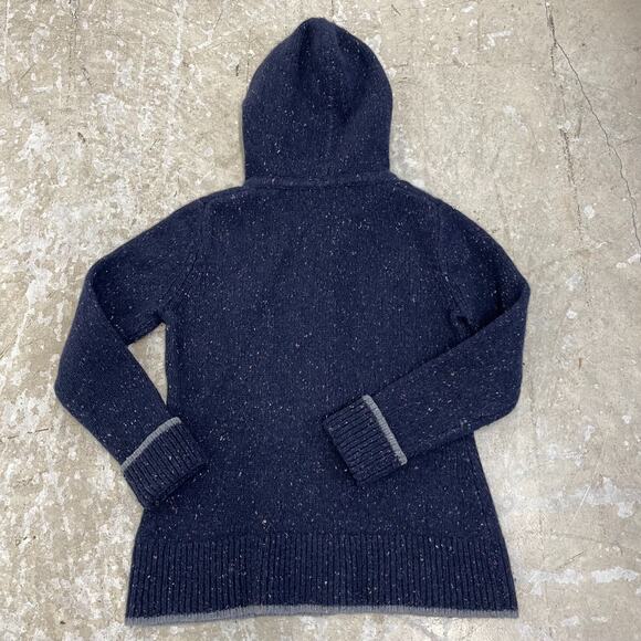 Patagonia Ranchito Hoodie Womens M Blue Flecked Knit Henley Sweater Pullover - Picture 2 of 14